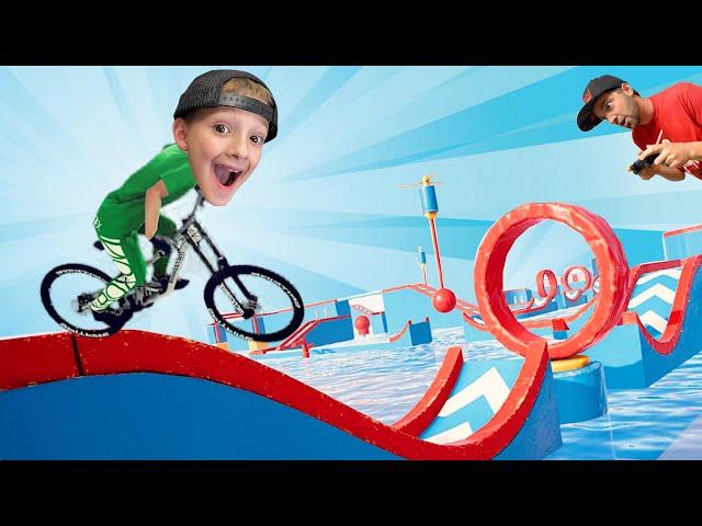 FATHER SON BIKING VIDEO GAME! / Impossible Bike Park!