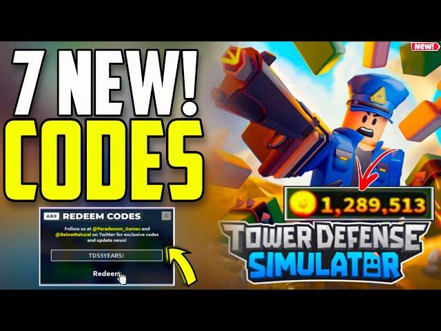 UPDATE!! *NEW* CODES️TOWER DEFENSE SIMULATOR ROBLOX CODES 2024  TDS CODES 2024-TOWER DEFENSE CODES