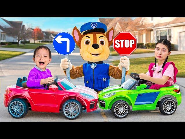 BooTiKaTi Become PAW Patrol Officer Teaching Kids Traffic Safety and No Speeding Lesson When Driving