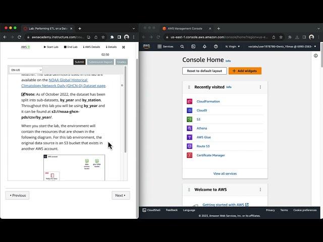 AWS Academy Data Engineering Lab: Performing ETL on a Dataset by Using AWS Glue