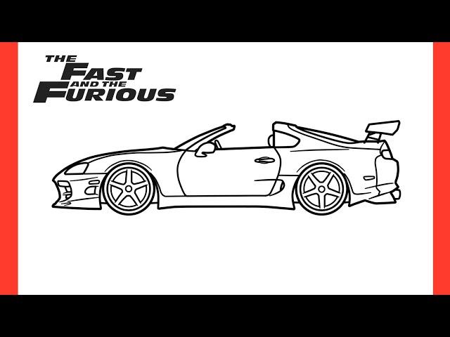 How to draw a TOYOTA SUPRA A80 from Fast and Furious easy / drawing Paul Walker's supra mk4 car