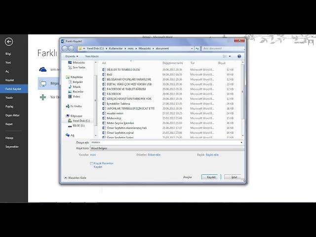 Belgeyi Kaydetme ve Farklı Kaydetme - Word Dersleri