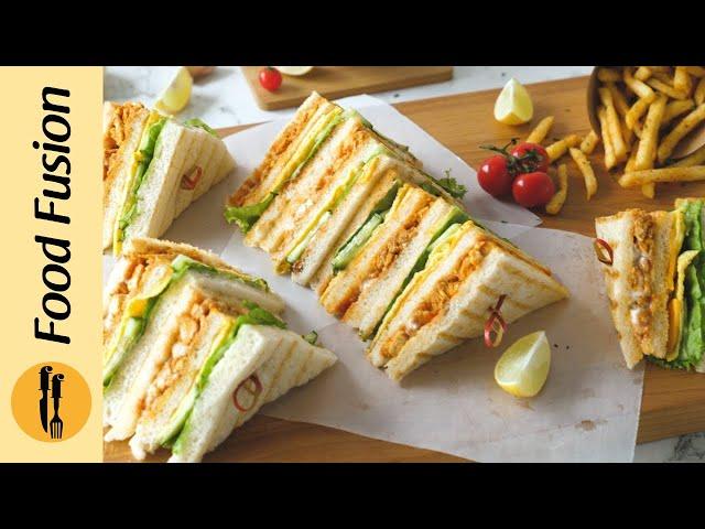 How to make Chicken Tikka Club Sandwich Recipe by Food Fusion