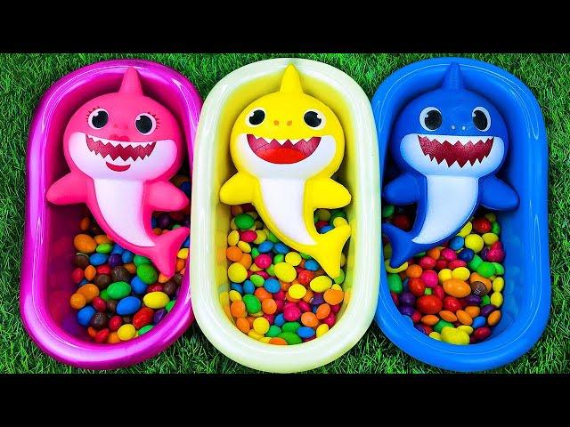 Satisfying ASMR l Magic Bathtubs with Rainbow Kinetic Sand M&M's & Skittles Candy Mixing Cutting