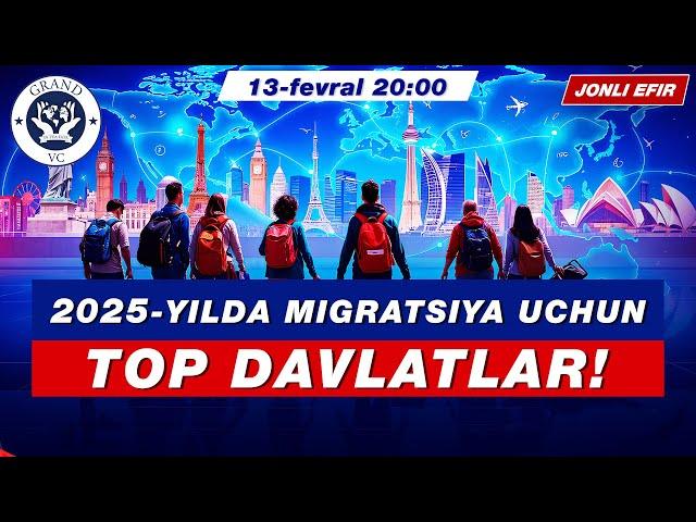 2025- YILDA MIGRATSIYA UCHUN TOP DAVLATLAR!