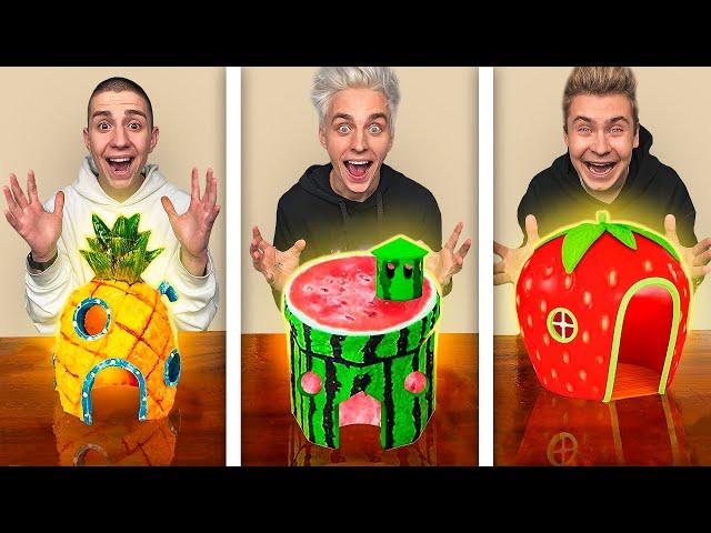 THE BEST ONE TO BUILD A FRUIT HOUSE CHALLENGE !
