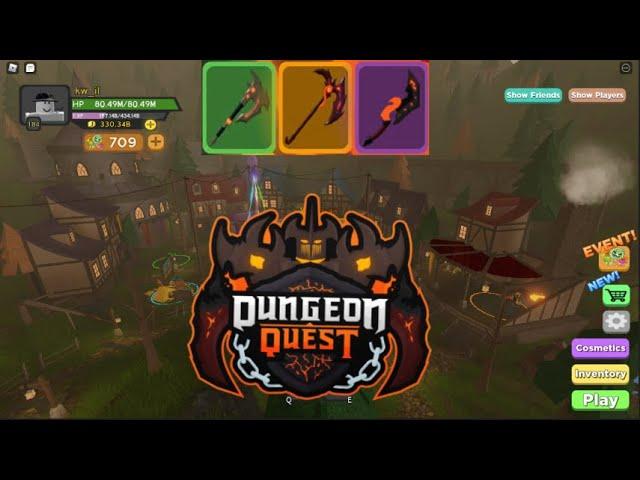 Dungeon Quest Lava King's War Scythe Drop! (ROBLOX)