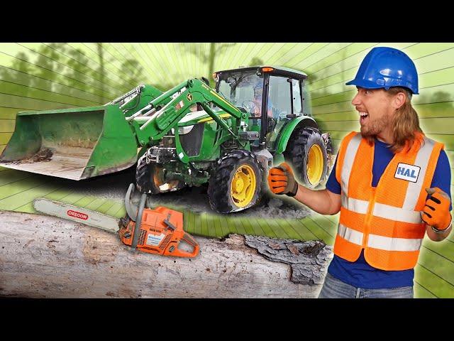 Tractors for Kids | Farm work with Chainsaw and Real Tractor