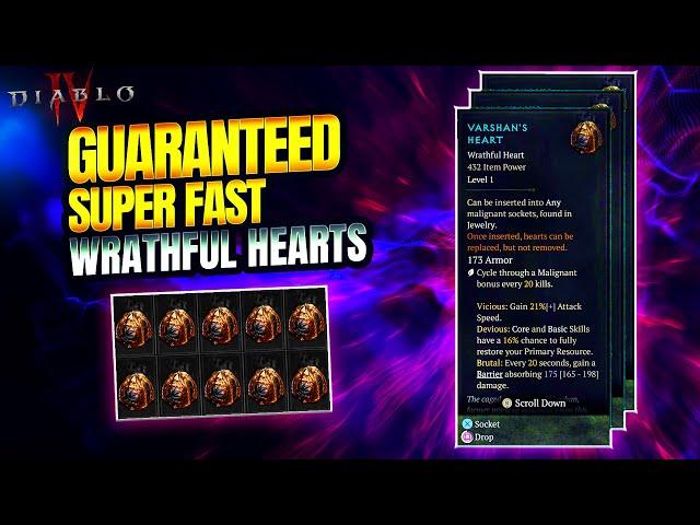 INFINITE Wrathful Heart Farm! 30+ Hearts/Hour! | Diablo 4 Season of the Malignant