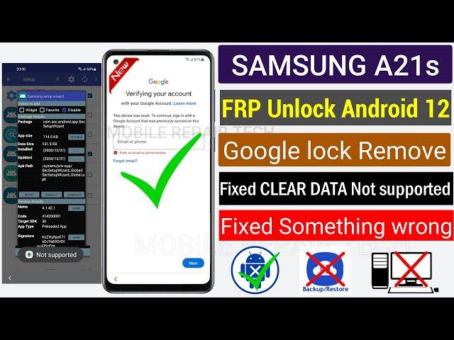 Samsung A21s Frp Bypass Android 12/13 Without Pc || Samsung FRP Bypass clear data Not Supported