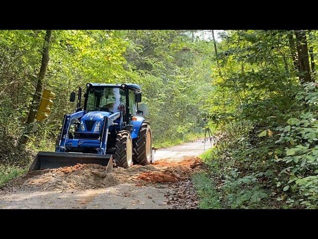 Tractor Gravel Work On The Driveway - Removing A Hump