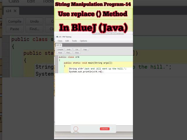 Use replace() Method in BlueJ lI String Manipulation Program-14 ll #bluej ll #java ll Java ll