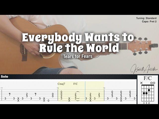 Everybody Wants To Rule The World - Tears for Fears | Fingerstyle Guitar | TAB + Chords + Lyrics