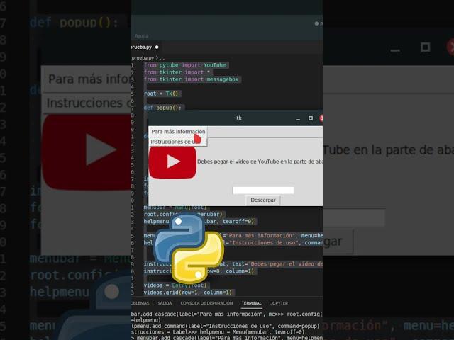  Crear un MENÚ de POP-UP con PYTHON en TKINTER #SHORTS