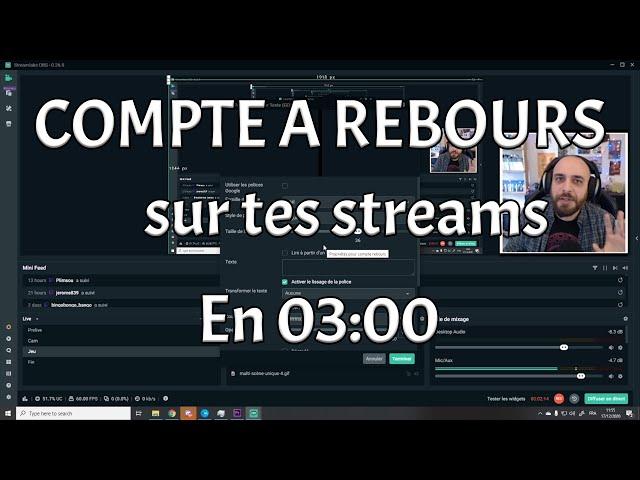 Comment faire un compte à rebours dans OBS? Countdown pour stream avec snaz.