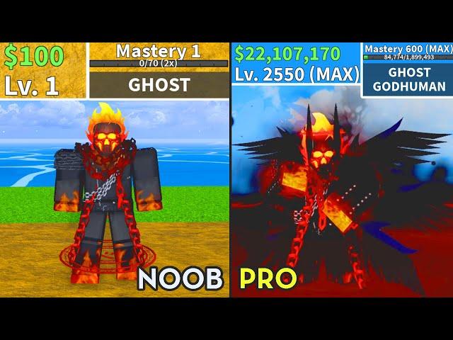 Beating Blox Fruits as Ghost Man! Ghost Noob to Pro Lvl 1 to Max Lvl Full Ghoul v4 Awakening!