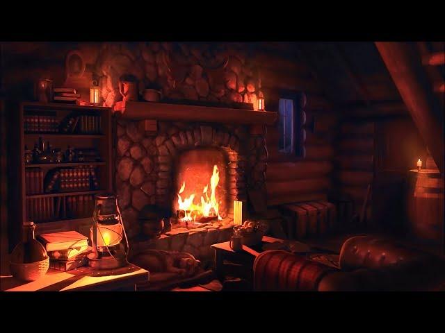 Wood Cabin Ambience | Heavy Blizzard Sounds for Sleep, Relaxation & Study with Fireplace Sounds