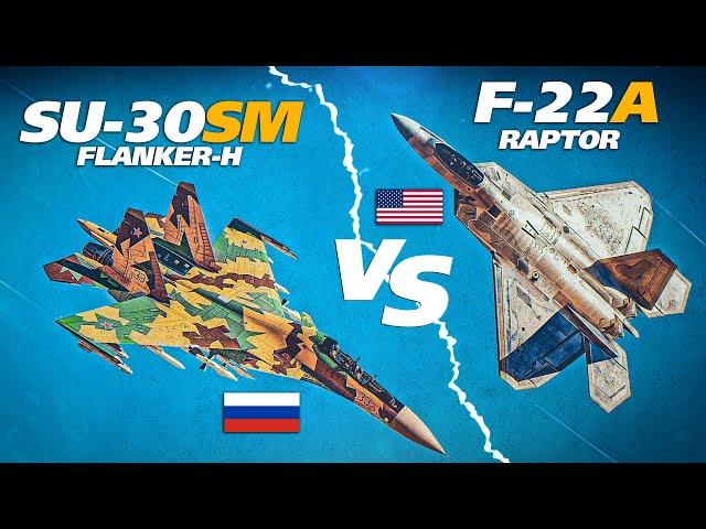 F-22 Raptor Vs Su-30SM Flanker-H Modern Thrust Vectoring Dogfight | Digital Combat Simulator | DCS |