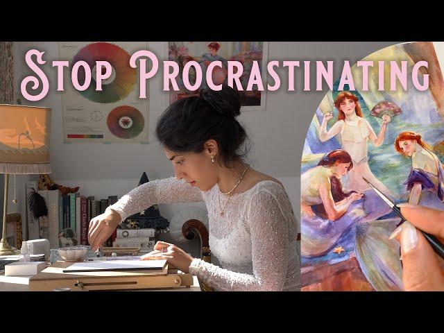 Overcome Procrastination & Fear of Failure  Gouache Painting, Beach Visit & New Skills  Art Vlog