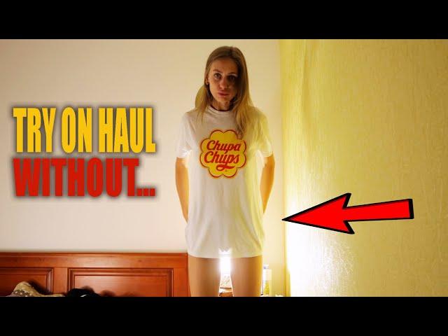 Try on haul new transparent T-shirt with Tina