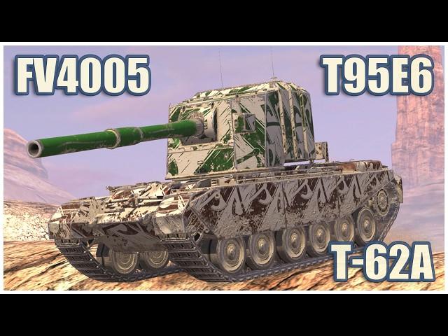 FV4005, T95E6 & T-62A • WoT Blitz Gameplay