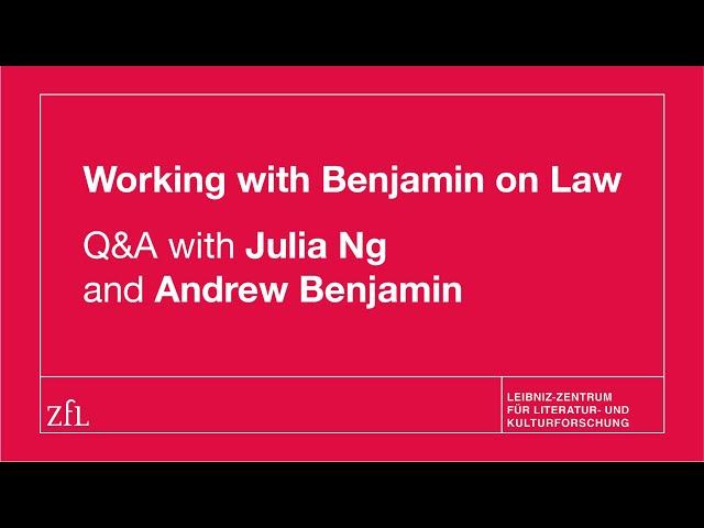 Q&A with Andrew Benjamin and Julia Ng