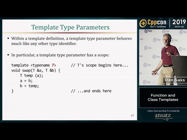 Back to Basics: Function and Class Templates - Dan Saks - CppCon 2019