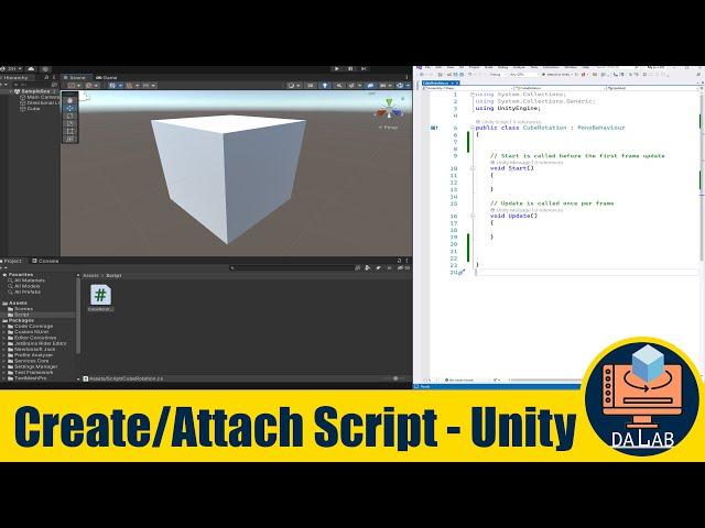 Create and Attach a Script to a Game Object in Unity