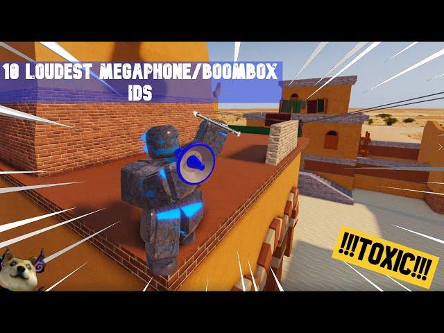 Top 10  loudest Roblox Arsenal Megaphone (Boombox) IDs/Codes(Toxic/Triggering)!