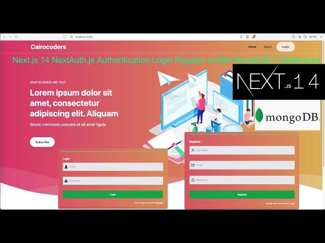 Next.js 14 NextAuth.js Authentication Login Register profile MongoDB | Tailwindcss