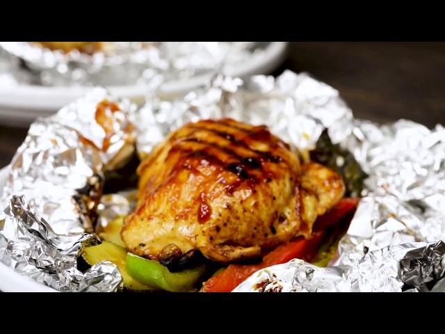 Grilled Barbecue Chicken and Vegetables in Foil Recipe