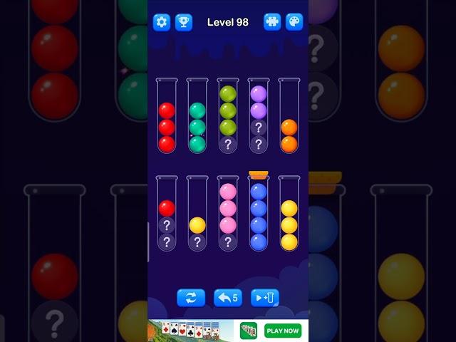 Ball Sort Puzzle Level 98 Solution Walkthrough