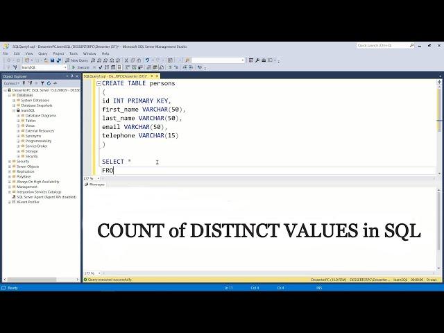 How to get COUNT of DISTINCT VALUES in SQL