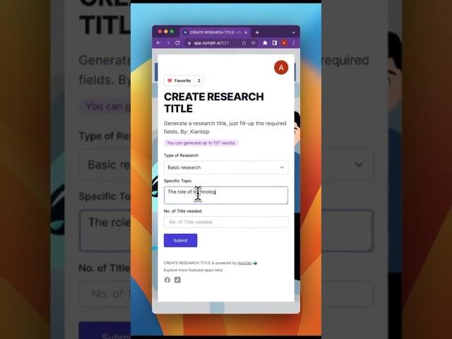 AppGen - CREATE RESEARCH TITLE