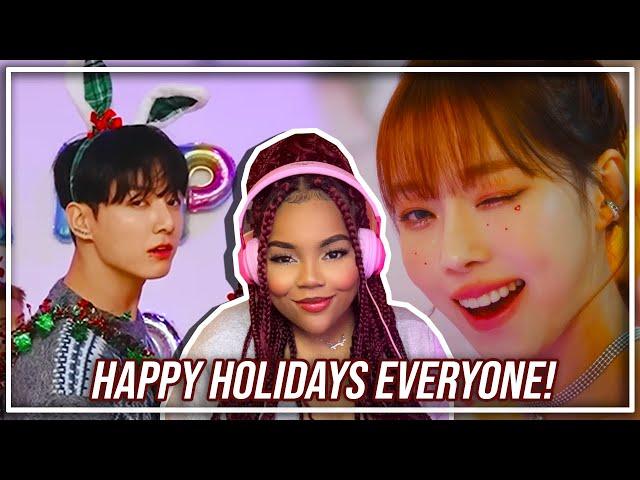 REACTING TO CHRISTMAS KPOP VIDEOS! || BTS, AESPA, RED VELVET & EXO!!!!