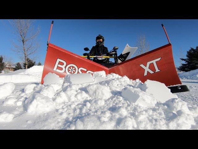 Boss ATV V Plow In Action Moving 8in of Snow