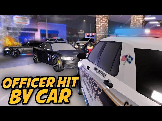 OFFICER GETS HIT BY CAR!!!! - RPF - ER:LC Liberty County Roleplay - S2 EP 13