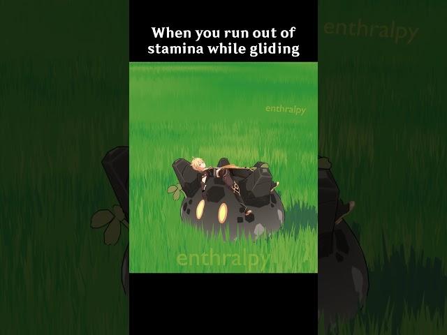 When you run out of stamina while gliding #genshinimpact #aether #lumine