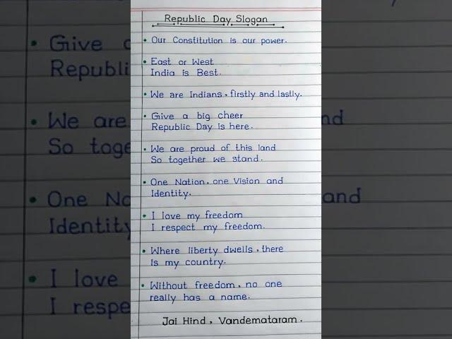 Slogan On Republic Day In English || Republic Day Slogans In English || #shorts