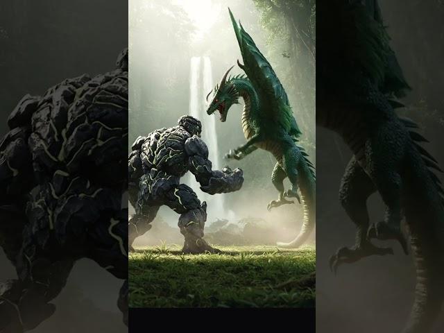 Rock giant and legendary dragon in a timeless fight #fantasy #fantastic #wildlife #animals