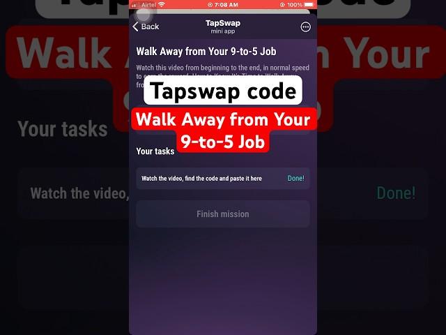 Walk Away from Your 9-to-5 Job | Tapswap code || tapswap code Walk Away from Your 9-to-5 Job#tapswap