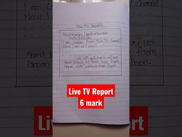 live tv report format |format live tv report|plus one english exam important question