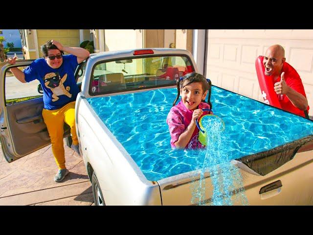 Ellie & Charlotte Truck Pool Party Adventures!