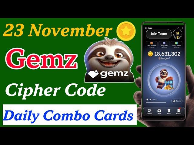 Daily Cipher Code Today 23 November Gemz | Gemz 23 November Daily Combo Cards Today