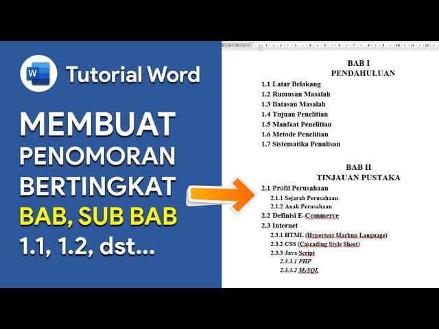 Cara Membuat Penomoran Bertingkat (Sub BAB) Otomatis di Word Untuk Skripsi, Makalah, Laporan, dll