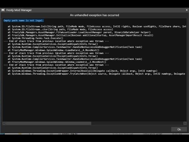 Frosty Mod Manager | How to Fix "Empty path name is not legal." | FIFA VLPATCH MOD