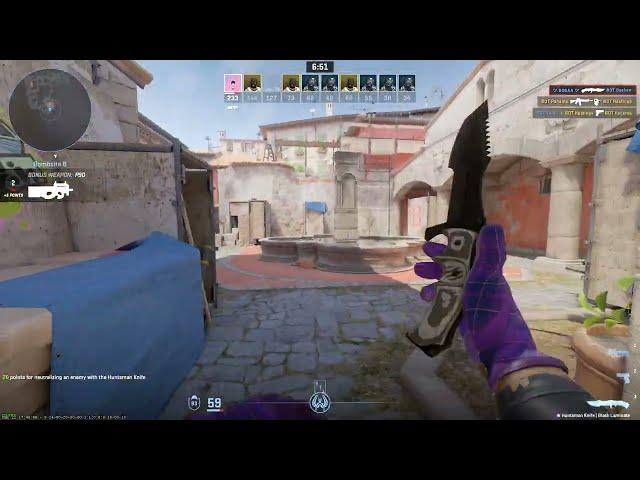 CS2 : Huntsman Knife | Black Laminate (Battle-Scarred-0.87) Skin Showcase - Counter-Strike 2