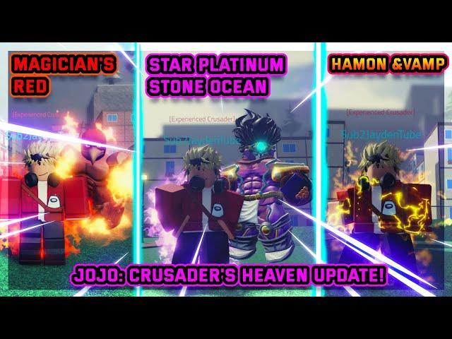 JOJO Crusader's Heaven Update | How to Get Star Platinum Stone Ocean (spso)Magician's Red and Specs!