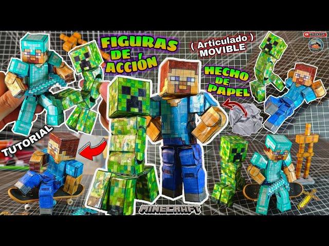 How to make your own movable Steve and Creeper Minecraft figure made of paper Papercraft Crafts