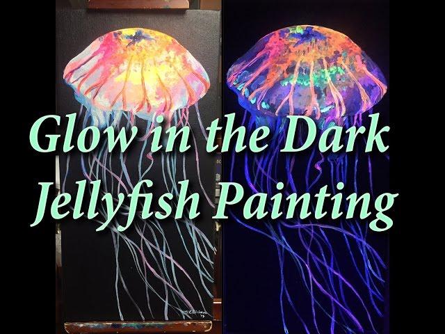 Glow in the Dark Jellyfish time lapse || acrylic painting on canvas